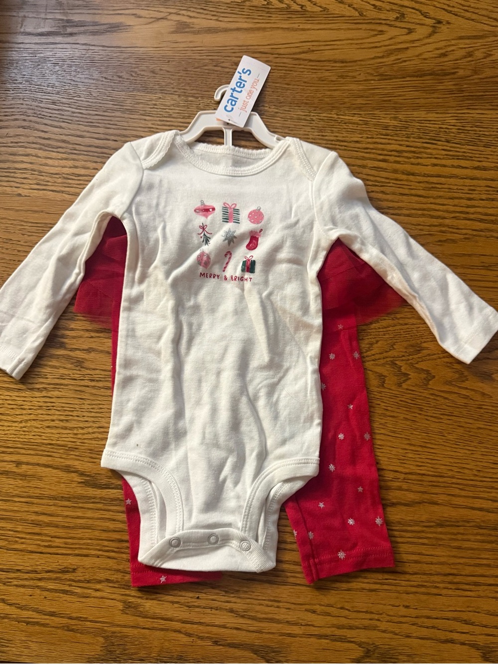 Carter's J.O.Y White & Red Holiday outfit for Babies